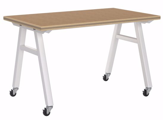 Picture of A-Frame Table, Mobile, Metal Frame, Frame Color-Silver , 30in High  x 60in Wide x 36in Deep, 1.75 Rock Maple