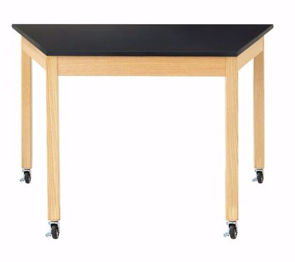 Picture of TRAPEZOID TABLE, 36H X 60W X 30D W/ CASTERS