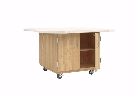 Picture of INTERMIX CLOVER LEAF MOBILE TABLE, DOUBLE DOOR CABINET, DOUBLE SIDED