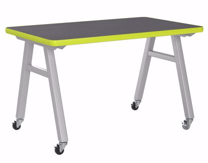 Picture of A-Frame Table, Mobile, Metal Frame, Frame Color-Silver , 30in High  x 60in Wide x 48in Deep, 0.75 Phenolic Top