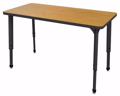Picture of Apex Tables 60" Half Round Solar Oak / Black Edge / Black Leg