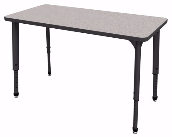 Picture of Apex Tables 60" Half Round Gray Nebula  / Black Edge / Black Leg