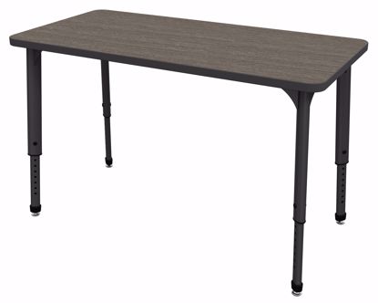 Picture of Apex Tables 60" Half Round Boardwalk Oak / Black Edge / Black Leg