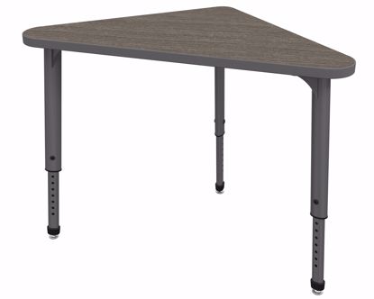 Picture of Apex Desk 30" x 30" x 41" Triangle Boardwalk Oak / Gray Edge / Gray Leg