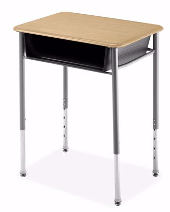 Picture of Alumni HONOR ROLL 18" x 24" Student Desk with Metallic Base with Graphite Plastic Bookbox & Maple Hard Plastic Top