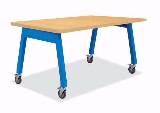 Picture of Alumni MAKERSAPCE WORKS 36 x 60"  Table  Ocean Blue Base 36"H with Maple HPL Top