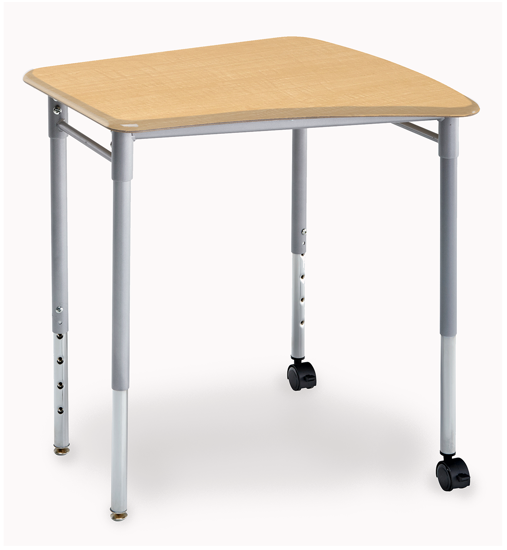 Picture of Alumni FLOW Student Desk withMetallic Base with  Maple Hard Plastic Top