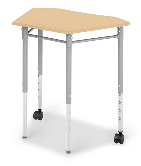 Picture of Alumni HEX Student Desk with Metallic Base with Maple Hard Plastic Top