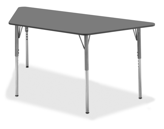 Picture of Alumni Trapezoid Shape Classroom Table  Metallic Base with Grey Spectrum HPL HPL Top