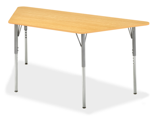 Picture of Alumni Trapezoid Shape Classroom Table  Metallic Base with Maple HPL Top