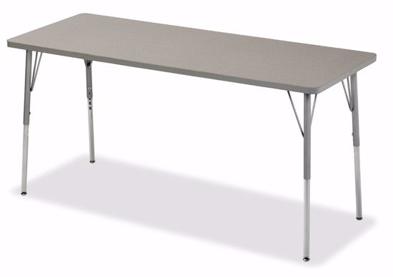 Picture of Alumni Rectangle Shape Classroom Table  Metallic Base with Grey Spectrum HPL Top