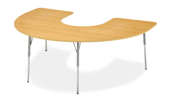 Picture of Alumni C-Shape Classroom Table  Metallic Base with Maple HPL Top