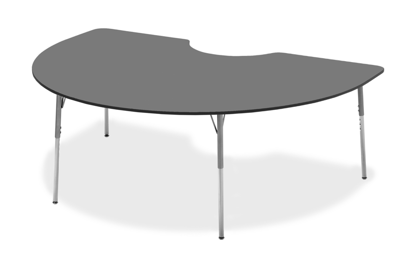 Picture of Alumni Kidney Shape Classroom Table  Metallic Base with Grey Spectrum HPL ToP