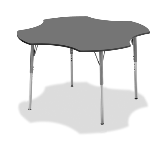 Picture of Alumni Clover Shape Classroom  Table   Metallic Base with Grey Spectrum HPL Top