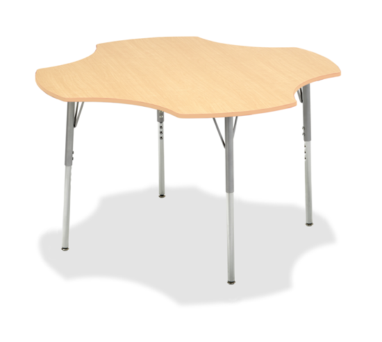 Picture of Alumni Clover Shape Classroom  Table  Metallic Base with Maple HPL Top