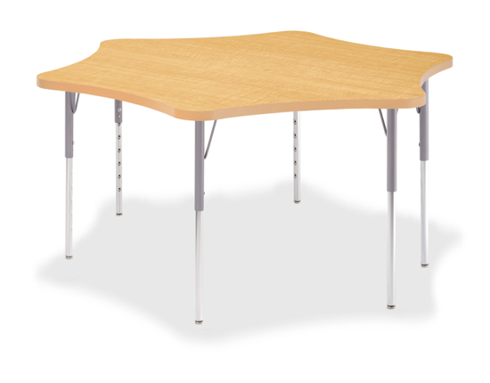 Picture of Alumni Spur Shape Classroom Table   Metallic Base with Maple HPL Top