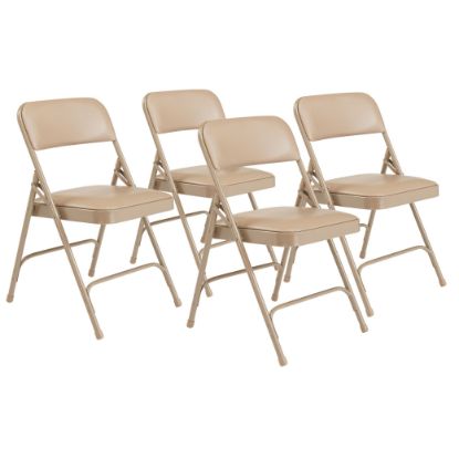 Picture of NPS® 1200 Series Premium Vinyl Upholstered Double Hinge Folding Chair, French Beige (Pack of 4)