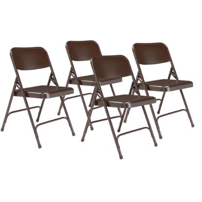 Picture of NPS® 200 Series Premium All-Steel Double Hinge Folding Chair, Brown (Pack of 4)