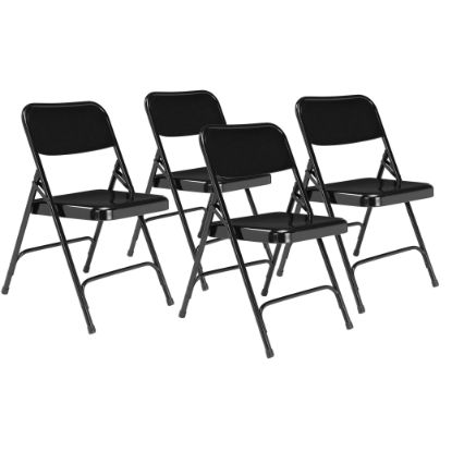 Picture of NPS® 200 Series Premium All-Steel Double Hinge Folding Chair, Black (Pack of 4)