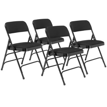 Picture of NPS® 2300 Series Deluxe Fabric Upholstered Triple Brace Double Hinge Premium Folding Chair, Midnight Black (Pack of 4)