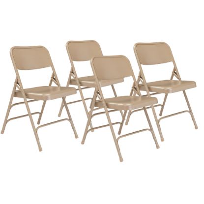 Picture of NPS® 300 Series Deluxe All-Steel Triple Brace Double Hinge Folding Chair, Beige (Pack of 4)