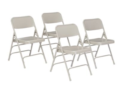 Picture of NPS® 300 Series Deluxe All-Steel Triple Brace Double Hinge Folding Chair, Grey (Pack of 4)
