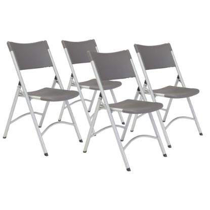 Picture of NPS® 600 Series Heavy Duty Plastic Folding Chair, Charcoal Slate (Pack of 4)
