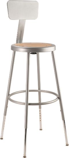 Picture of NPS® 24.5 -32.5" Height Adjustable Heavy Duty Steel Stool With Backrest, Grey