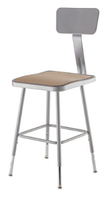 Picture of NPS® 18 -26" Height Adjustable Heavy Duty Square Seat Steel Stool With Backrest, Grey