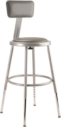 Picture of NPS® 18.5 -26.5" Height Adjustable Heavy Duty Vinyl Padded Steel Stool With Backrest, Grey
