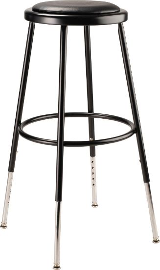 Picture of NPS® 24.5 -32.5" Height Adjustable Heavy Duty Vinyl Padded Steel Stool, Black