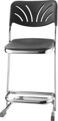 Picture of NPS® 22" Elephant Z-Stool With Backrest, Black Seat and Chrome Frame