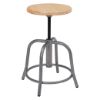 Picture of NPS® 19” - 25” Height Adjustable Swivel Stool, Wooden Seat and Grey Frame