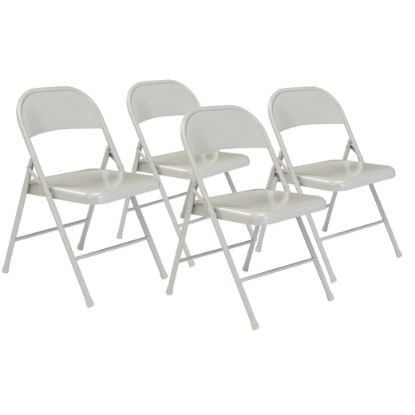 Picture of Basics by NPS® All-Steel Folding Chair, Grey (Pack of 4)