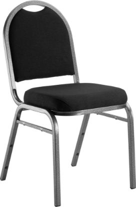Picture of NPS® 9200 Series Premium Fabric Upholstered Stack Chair, Ebony Black Seat/ Silvervein Frame
