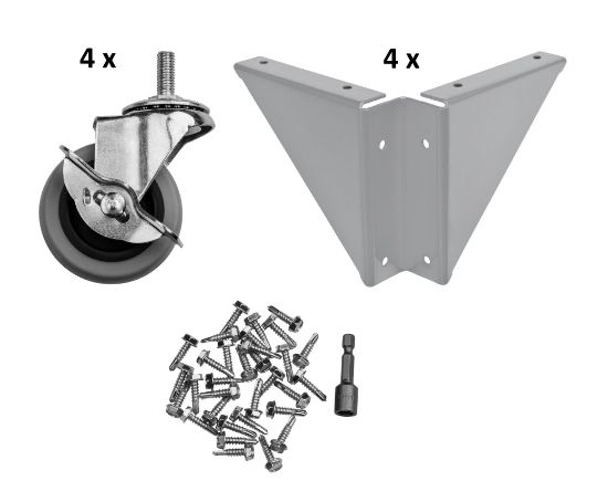 Picture of NPS® Set of 4 Casters and Gussets for HDT8 and SLT8 Tables