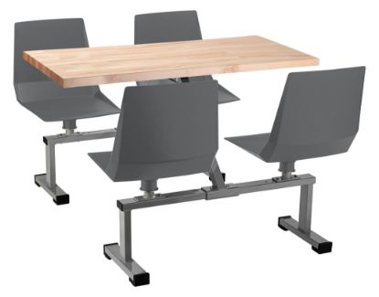 Picture of NPS® Cluster Swivel Booth, 24"x48", Butcherblock Top, Charcoal Seat
