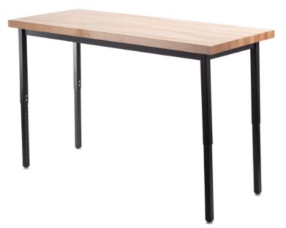 Picture of NPS® Heavy Duty Height Adjustable Steel Table, 24 X 48, Butcherblock Top