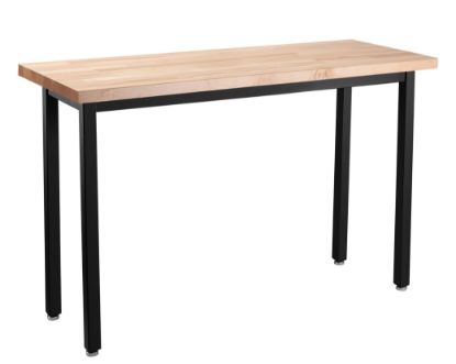 Picture of NPS® Heavy Duty  Steel Table, Black Frame, 18 x 48 x 30, Butcherblock Top