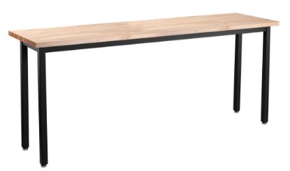 Picture of NPS® Heavy Duty  Steel Table, Black Frame, 18 x 72 x 30, Butcherblock Top
