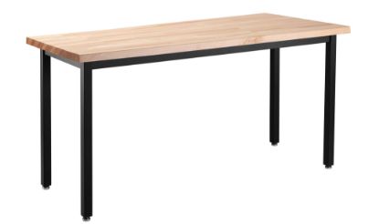 Picture of NPS® Heavy Duty  Steel Table, Black Frame, 24 x 42 x 30, Butcherblock Top