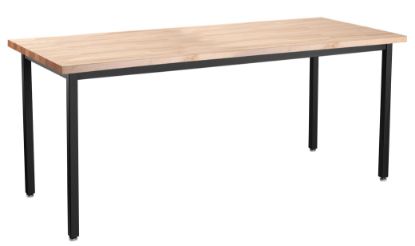 Picture of NPS® Heavy Duty  Steel Table, Black Frame, 24 x 84 x 30, Butcherblock Top