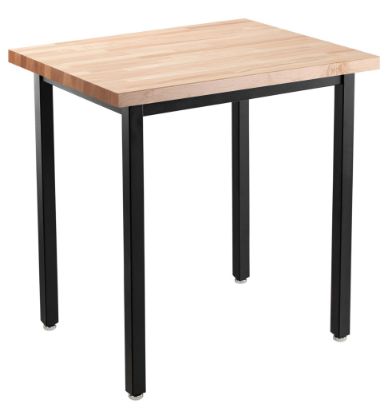 Picture of NPS® Heavy Duty  Steel Table, Black Frame, 36 x 36 x 30, Butcherblock Top