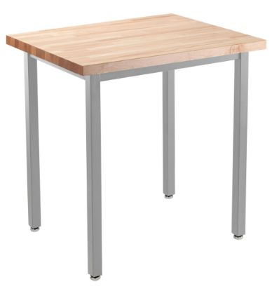 Picture of NPS® Heavy Duty  Steel Table, Gray Frame, 24 x 24 x 30, Butcherblock Top