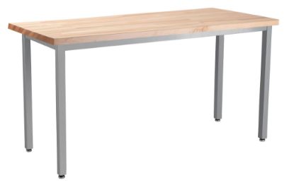 Picture of NPS® Heavy Duty  Steel Table, Gray Frame, 24 x 42 x 30, Butcherblock Top