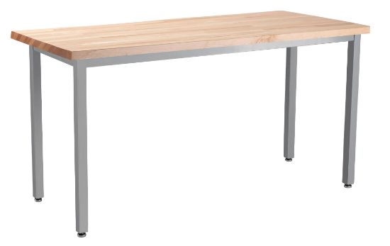 Picture of NPS® Heavy Duty  Steel Table, Gray Frame, 24 x 42 x 30, Butcherblock Top