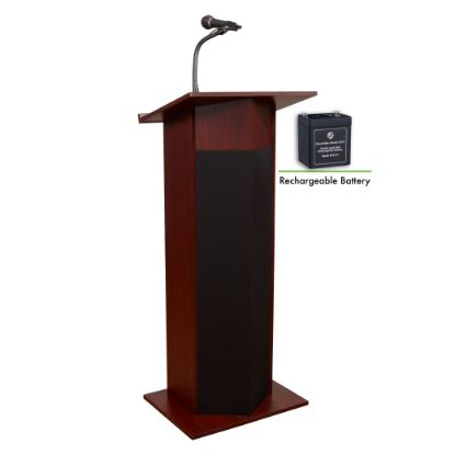 Picture of Oklahoma Sound® Power Plus Lectern and Rechargeable Battery, Mahogany