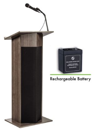 Picture of Oklahoma Sound® Power Plus Lectern and Rechargeable Battery, Ribbonwood