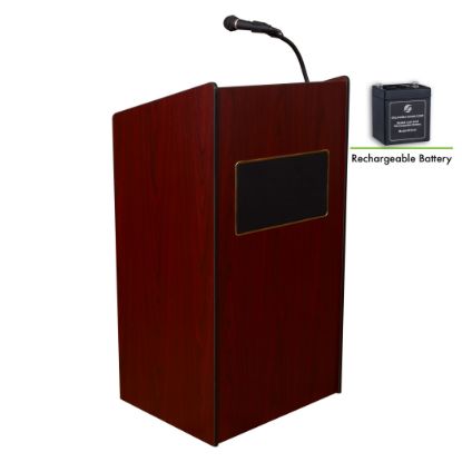 Picture of Oklahoma Sound® Aristocrat Floor Sound Lectern and Rechargeable Battery, Mahogany