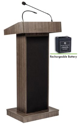 Picture of Oklahoma Sound® Orator Lectern and Rechargeable Battery, Ribbonwood